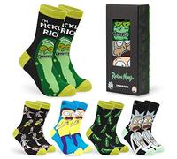 RICK AND MORTY Calcetines Divertidos para Hombre Talla 40-45, Pack de 5 Calcetas Altas, Regalo para Fans y Adolescentes