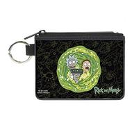 Rick and Morty - Cartera con cremallera, collage de pistolas Rick and Morty Portal Gun Black Yellows, lona, Negro y amarillo, 4.25" x 3.25", Casual