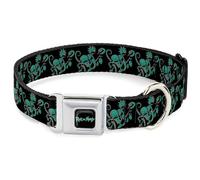 Rick and Morty Collar para Mascotas, Collar de Perro, Hebilla de cinturón de Seguridad de Metal, Rick and Morty Pose de Monstruo psicodélico Negro Verde, 15 a 24 Pulgadas 1.0 Pulgadas de Ancho