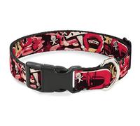 Rick and Morty Collar para Mascotas, Collar de Perro, Hebilla de plástico, Collage de Parque de anatomía Rick and Morty, Color Negro, 16 a 23 Pulgadas, 1.5 Pulgadas de Ancho