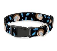 Rick and Morty Collar para Mascotas, Collar de Perro, Hebilla de plástico, Cristales de la Muerte de Rick and Morty Expression Black Blues, 9.5 a 14.5 Pulgadas, 0.5 Pulgadas de Ancho