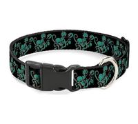 Rick and Morty - Collar para Mascotas, Collar de Perro, Hebilla de plástico, Pose de Monstruo psicodélico de Rick and Morty, Color Verde Negro, 8.5 a 12 Pulgadas, 0.5 Pulgadas de Ancho