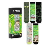 Rick and Morty Juego de 5 calcetines verdes para hombre | Divertidos estampados de Rick y Morty | Para uso diario | Calcetines cómodos para fans | Mercancía de R&M