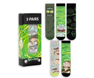 RICK AND MORTY Juego de 5 calcetines verdes para hombre | Divertidos estampados de Rick y Morty | Para uso diario | Calcetines cómodos para fans | Mercancía de R&M