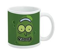 Rick and Morty Pickle Rick Face Taza de café de cerámica, tazas de regalo novedosas para café, té y bebidas calientes, 11 onzas, color blanco
