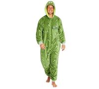 RICK AND MORTY Pijama Polar para Hombre - Mono Pijama con Capucha Entero Invierno Talla Grande, Regalo Hombres, Navidad (Verde, L)