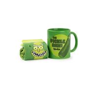 Rick and Morty Set de Taza y Calcetines para Hombres | Adultos Calcetines de Media Pantorrilla con Gráfico de Pickle Rick Verde y Taza de Cerámica | Taza para Bebidas Calientes de Rick Sanchez