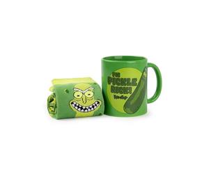 Rick and Morty Set de Taza y Calcetines para Hombres | Adultos Calcetines de Media Pantorrilla con Gráfico de Pickle Rick Verde y Taza de Cerámica | Taza para Bebidas Calientes de Rick Sanchez