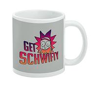 Rick and Morty - Taza de café de cerámica Get Schwifty, tazas de regalo novedosas para café, té y bebidas calientes, 11 onzas, color blanco