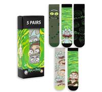 Rick And Morty Verde Multi Character Juego de 5 calcetines de pantorrilla Hombre