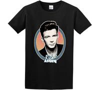 Rick Astley Fans tee Unisex 100% Cotton Short-Sleeve T-Shirts Black L