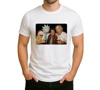 Rick y Morty celebran con Marty McFly y Doc Brown - Viaje en el tiempo se encuentra con el caos de dibujos animados en fiesta para hombre, Blanco, XL