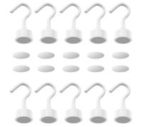 RICKMASK Ganchos magnéticos blancos, 10 unidades de imanes de neodimio de 2 kg con ganchos, mini ganchos magnéticos extra fuertes para frigorífico, barbacoa, hogar, cocina, oficina, crucero, camping