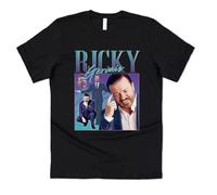 Ricky Gervais Homage T-Shirt tee Funny UK Comedian Icon Legend 90's Retro Black L