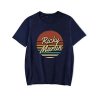Ricky Merch Martin - Camiseta de manga corta para hombre y mujer, azul marino, XXS
