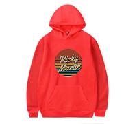 Ricky Merch Martin - Sudadera con capucha para hombre con estampado de hip hop, rosso, XXS