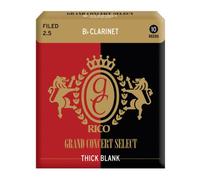 Rico 2.5 Strength Filed Grand Concert Select Thick Blank Reeds for Bb Clarinet (Pack of 10)