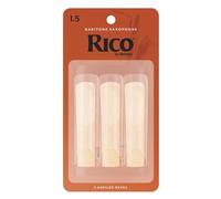 Cañas D'Addario Rico para saxofón barítono, fuerza 1.5, paquete de 3