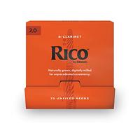 Rico by D'Addario Bb Clarinet Reeds, #2.0, 25-Count Single Reeds