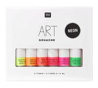 Rico Design Art Gouache - Juego de 6 colores, 12 ml, pintura para principiantes, artistas profesionales, niños y adultos