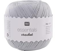 Rico Design Essentials Crochet, 100% algodón, Color Beige, 100% algodón, Azul, 7.5 x 7.5 x 8 cm