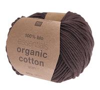 Rico Design Essentials Organic Cotton Aran 26 - Hilo de algodón orgánico para punto o ganchillo (50 g), color marrón chocolate