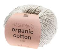 Rico Design Essentials Organic Cotton Aran - Ovillo de lana (50 g, 90 m), color plateado