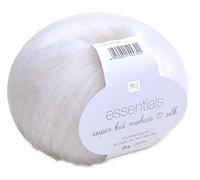 Rico Essentials SUPER Kid Mohair Loves SILK , color 001 - Crema, Hilado de encaje de Súper Kid Mohair & Seda Para Tejer Y Hacer Ganchillo, lacewolle grosor de la aguja 4,5mm