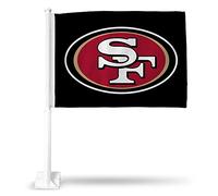 Rico Industries Bandera de San Francisco 49ers de la NFL unisex, color negro, poste blanco, 49,5 x 17,78 cm
