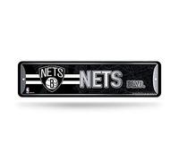 Rico Industries Cartel de calle de metal de Brooklyn Nets de la NBA (4 x 15 pulgadas), ideal para decoración de la cueva del hogar, dormitorio, hombre