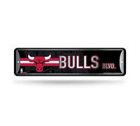 Rico Industries Cartel de calle de metal de la NBA Chicago Bulls (4 x 15 pulgadas) - ideal para decoración de la cueva del hogar, dormitorio, hombre