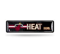 Rico Industries Cartel de calle de metal de la NBA Miami Heat (4 x 15 pulgadas) - ideal para decoración de la cueva del hogar, dormitorio, hombre