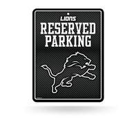 Rico Industries Cartel de estacionamiento de metal de fibra de carbono de la NFL Detroit Lions de 8.5 x 11 pulgadas, ideal para cueva de hombre, habitación, oficina, decoración del hogar