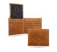 Rico Industries - Cartera Plegable con Grabado láser, con diseño del Equipo de fútbol Americano Denver Broncos, marrón
