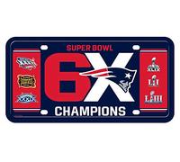 Rico Industries, Inc. New England Patriots 6X Champions Metal Tag Novelty Placa de Licencia de Aluminio Super Bowl Football