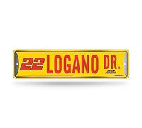 Rico Industries NASCAR Racing Joey Logano - Letrero de calle de metal de 4 x 15 pulgadas, decoración del hogar, dormitorio, oficina, cueva de hombre