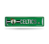 Rico Industries NBA Boston Celtics - Letrero de calle de metal para decoración del hogar (4 x 15 pulgadas), ideal para el hogar, oficina, dormitorio y cueva de hombre, hecho en color plateado