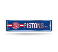 Rico Industries NBA Detroit Pistons - Letrero de metal para decoración del hogar (4 x 15 pulgadas), ideal para el hogar, la oficina, el dormitorio y la cueva del hombre, hecho