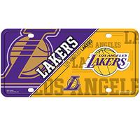 Rico Industries NBA Los Angeles Lakers - Etiqueta de metal dividida para automóvil, 8.5 x 11 pulgadas, ideal para camiones/autos/SUV