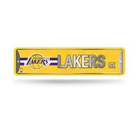 Rico Industries NBA Los Angeles Lakers - Letrero de calle de metal para decoración del hogar (4 x 15 pulgadas), ideal para el hogar, oficina, dormitorio y cueva de hombre