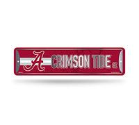 Rico Industries NCAA Alabama Crimson Tide - Letrero de calle de metal para decoración del hogar (4 x 15 pulgadas), ideal para el hogar, oficina, dormitorio y cueva de hombre