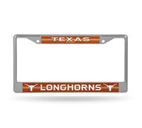Rico Industries NCAA Bling Chrome License Plate Frame with Glitter Accent, Texas Longhorns Team Color, 6 x 12.25-Inches