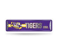 Rico Industries NCAA LSU Tigers Home Décor Metal Street Sign (4" x 15") - Great for Home, Office, Bedroom, & Man Cave - Made