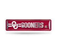 Rico Industries NCAA Oklahoma Sooners - Letrero de metal para decoración del hogar (4 x 15 pulgadas), ideal para el hogar, la oficina, el dormitorio y la cueva de hombre. Hecho