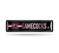 Rico Industries NCAA South Carolina Gamecocks Home Décor Metal Street Sign (4" x 15") - Great for Home, Office, Bedroom, & Man Cave - Made