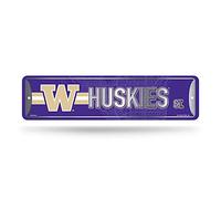 Rico Industries NCAA Washington Huskies Home Décor Metal Street Sign (4" x 15") - Great for Home, Office, Bedroom, & Man Cave - Made