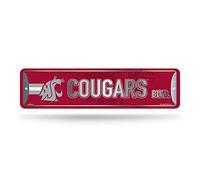 Rico Industries NCAA Washington State Cougars - Letrero de metal para decoración del hogar (4 x 15 pulgadas), ideal para el hogar, la oficina, el dormitorio y la cueva de hombre. Hecho