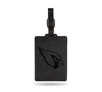 Rico Industries NFL Arizona Cardinals - Etiqueta de equipaje de gamuza grabada con láser, color negro, incluye tarjeta de identificación