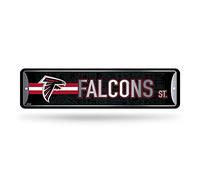 Rico Industries NFL Atlanta Falcons Home Décor Metal Street Sign (4" x 15") - Great for Home, Office, Bedroom, & Man Cave - Made,Silver