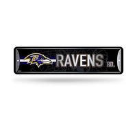 Rico Industries NFL Baltimore Ravens - Letrero de metal para decoración del hogar (4 x 15 pulgadas), ideal para el hogar, oficina, dormitorio y cueva de hombre, hecho